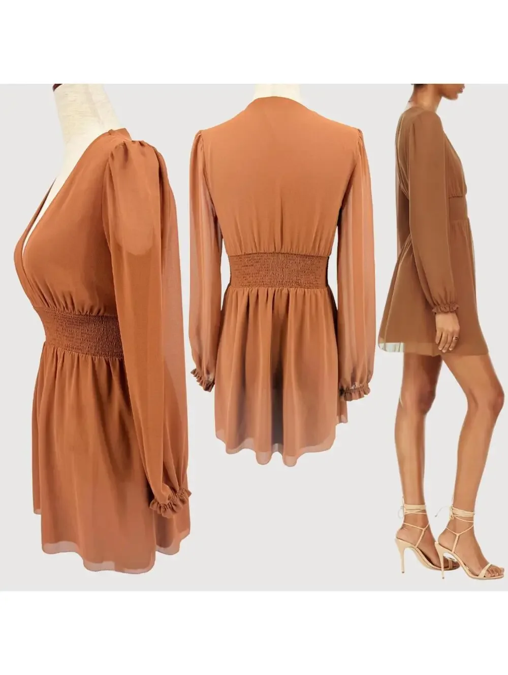 Aritzia Wilfred Wistful Mini Dress Light Birch XS